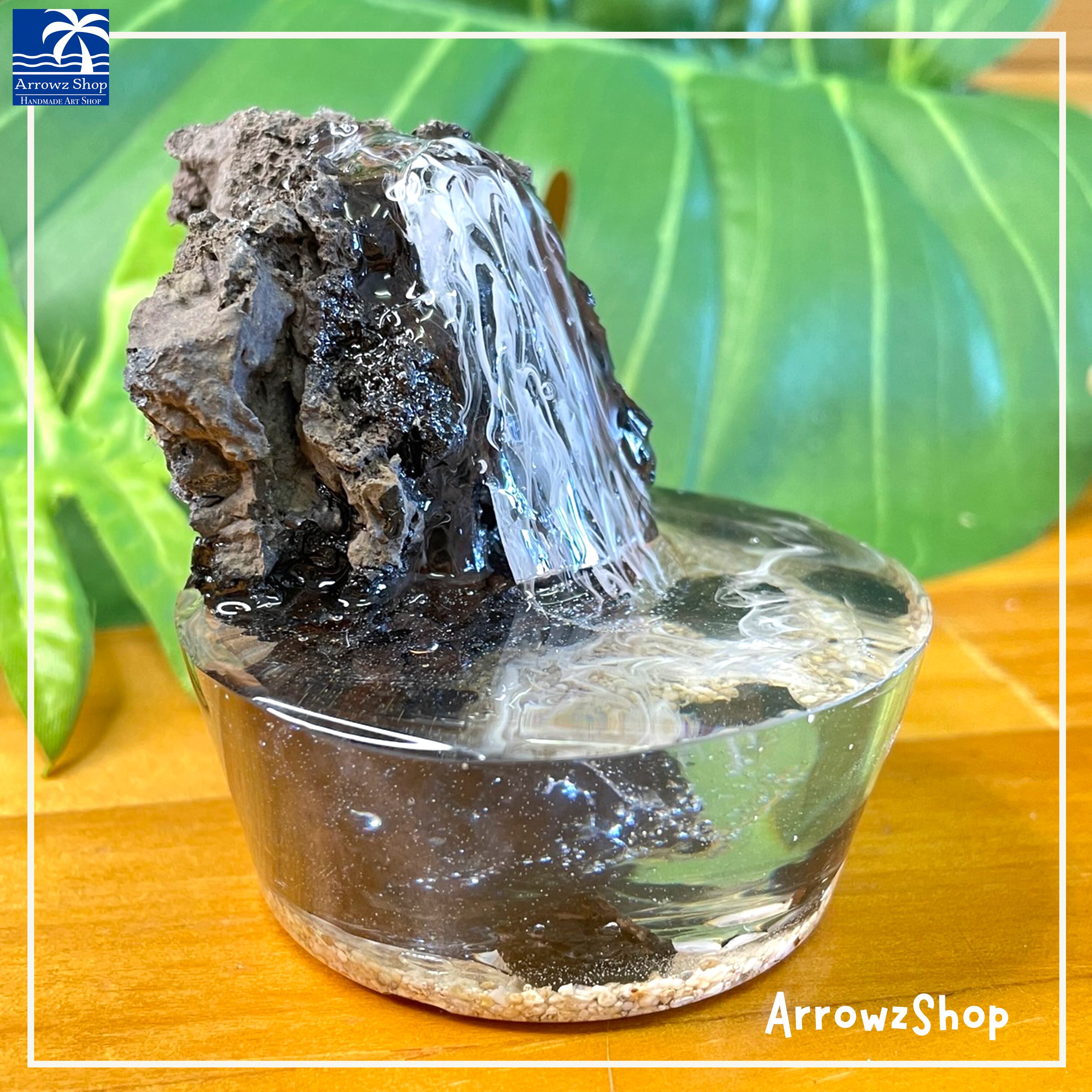 rm13】レジンアート 滝 滝壺 溶岩石 苔テラリウム テラリウム