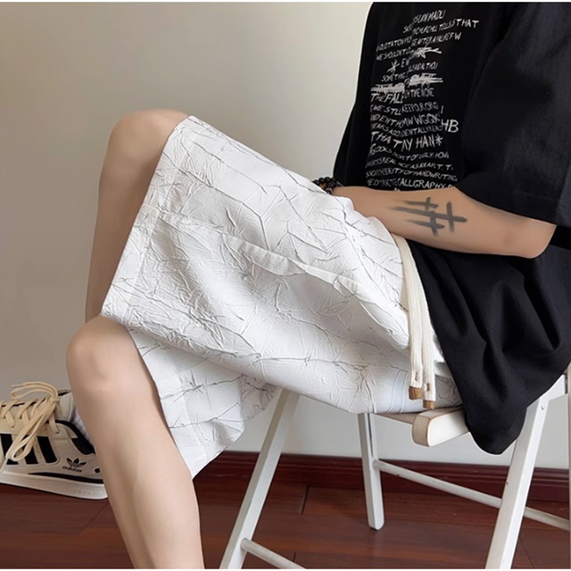 メンズファッション ショートパンツ シボ加工 闇かわいい クール｜天使と悪魔