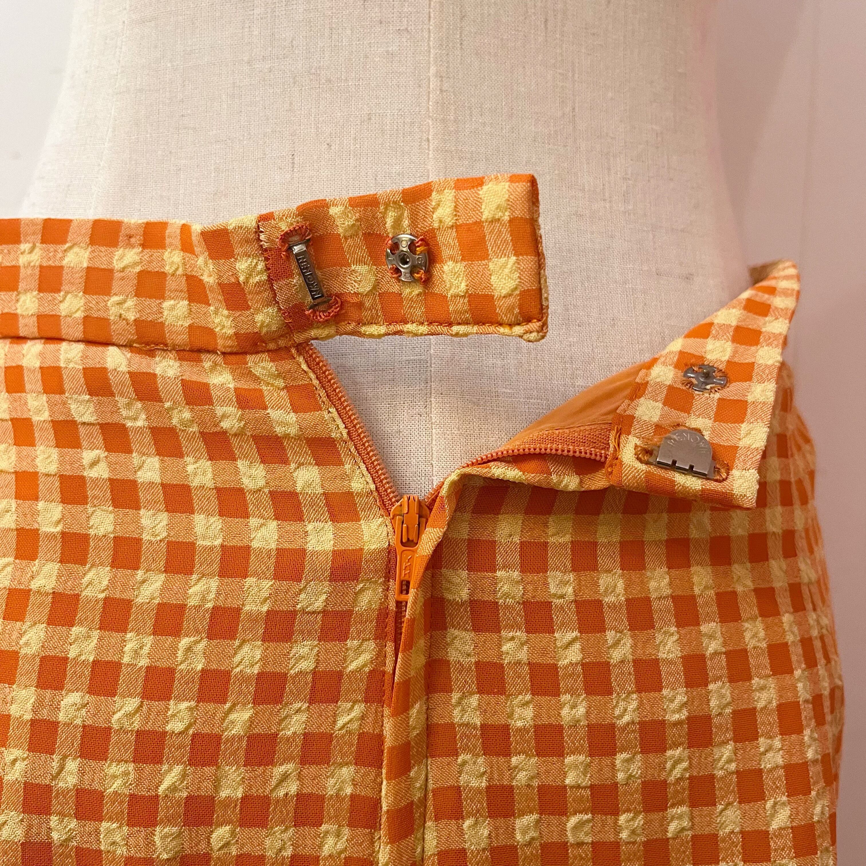 orange yellow gingham check skirt