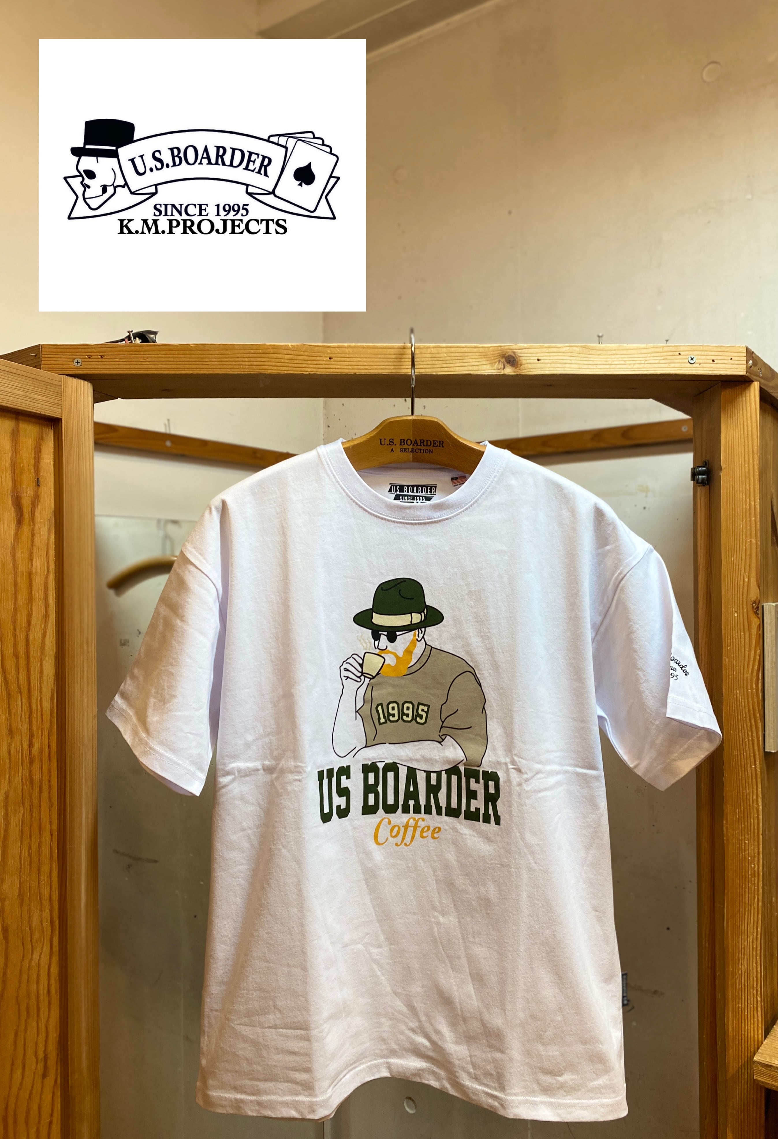 usboarder T-shirt S/S おじさんT White ホワイト 白色 髭 オジサン