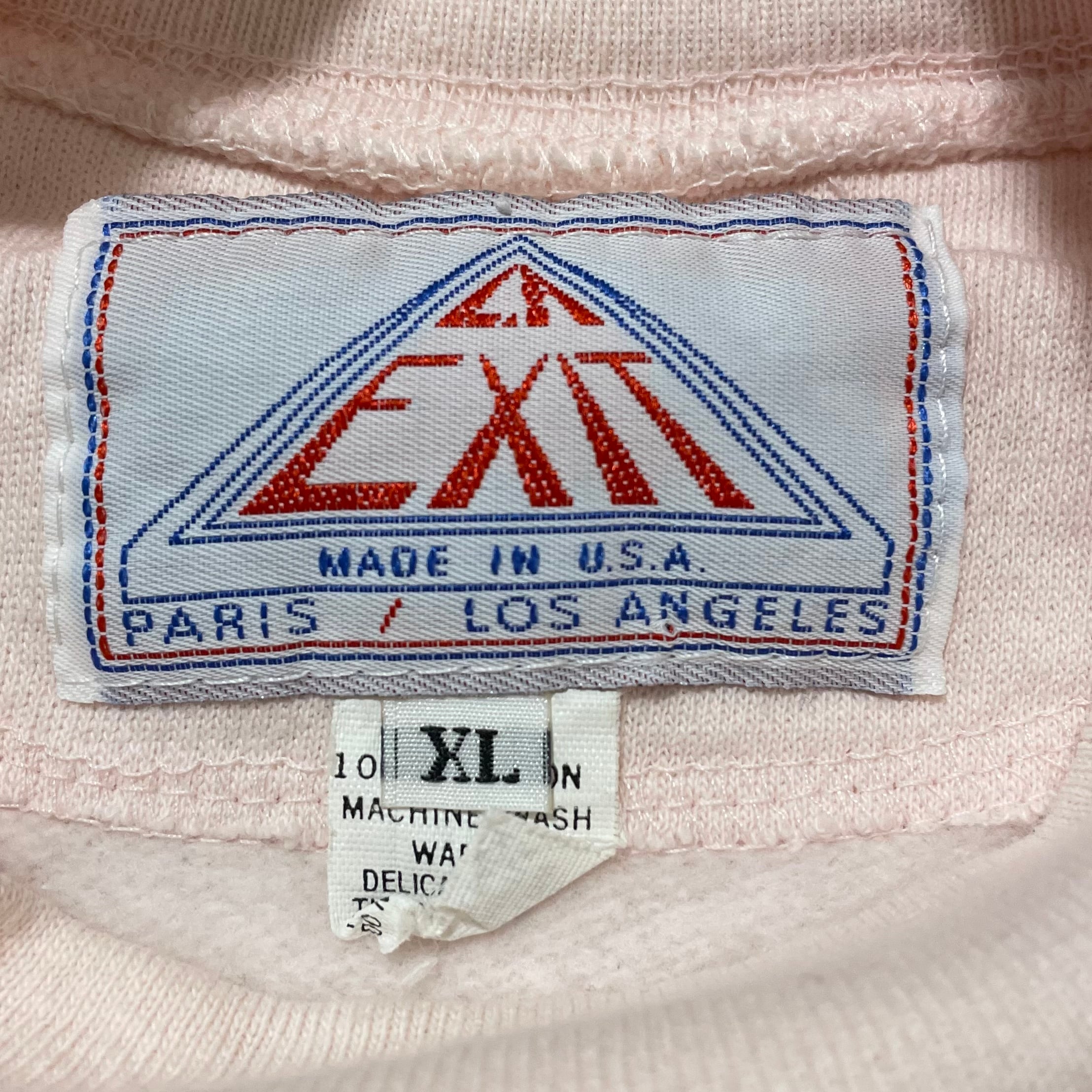 LA EXIT】80s 90s USA製 スウェット トレーナー ワンポイント 刺繍ロゴ
