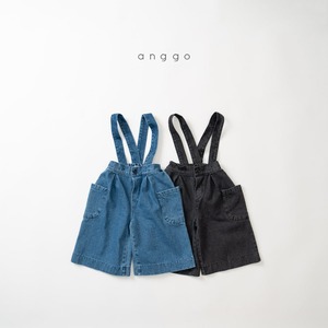 【anggo】サスペンダー付きワイドデニム ブラック 80〜120cm 241016