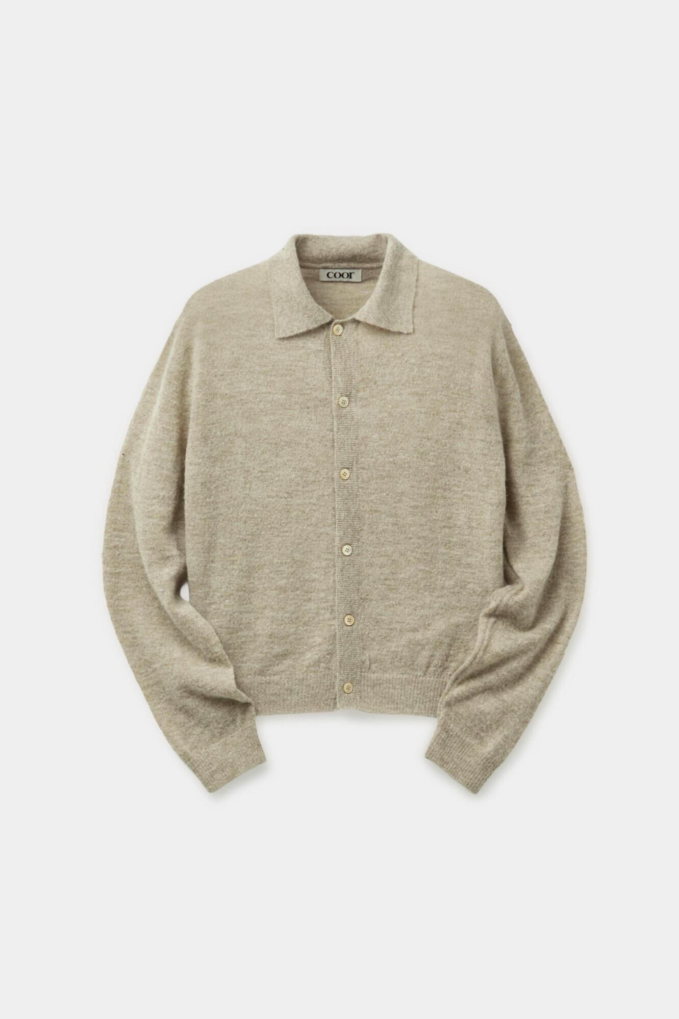 COOR Hairy Soft Alpaca Cardigan カーディガン COOR] Hairy Alpaca Blend Collar Cardigan (Melange Beige) 正規品