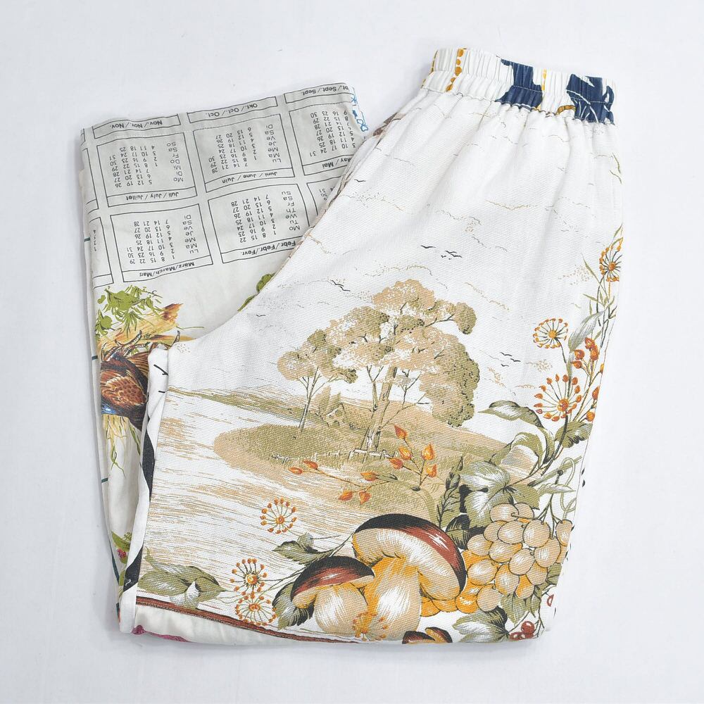 Remakeリメイク ヴィンテージ テキスタイル パッチワーク デザイン 再構築 ルーズシルエットパンツ ツギハギ イージーパンツ 古着 裏地付き レディースW66~98cm