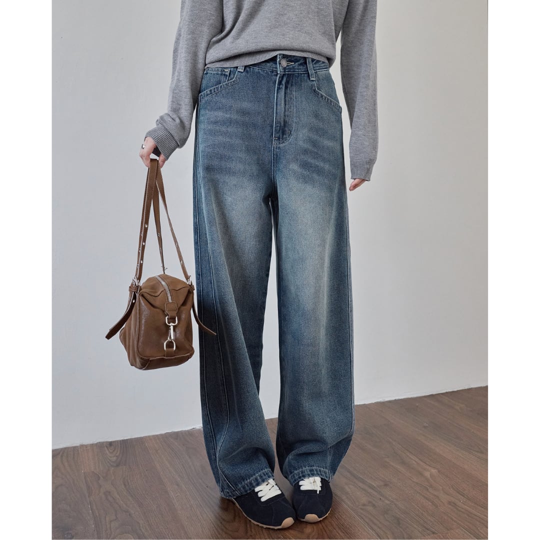 high waist wide denim pants