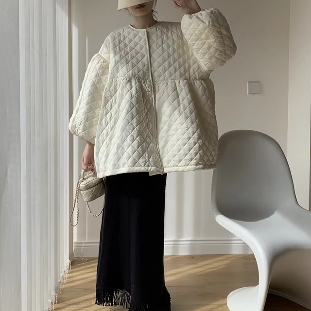 【outer】中綿キルティングロングコート Q7719