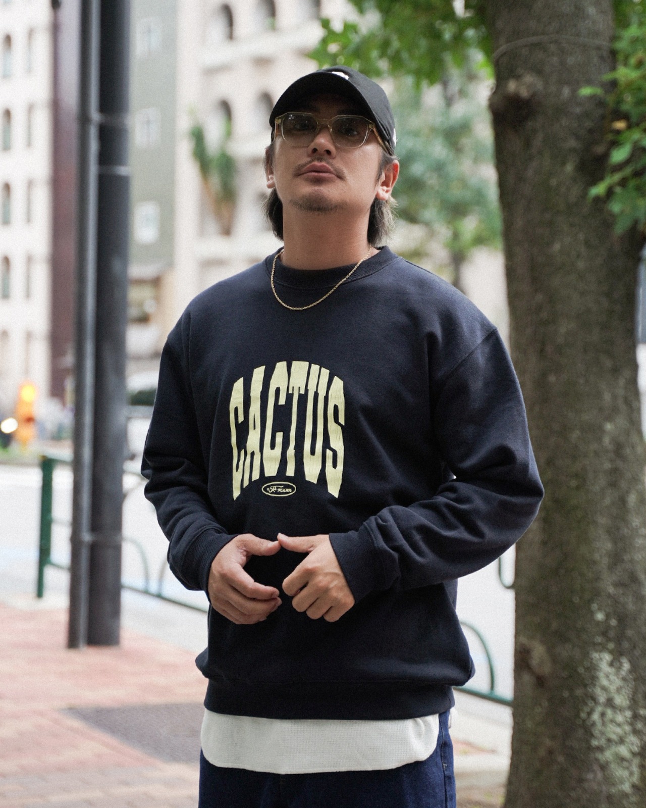 【#Re:room】CACTUS VINTAGE CRACK PRINT SWEAT TRAINER［REC867］