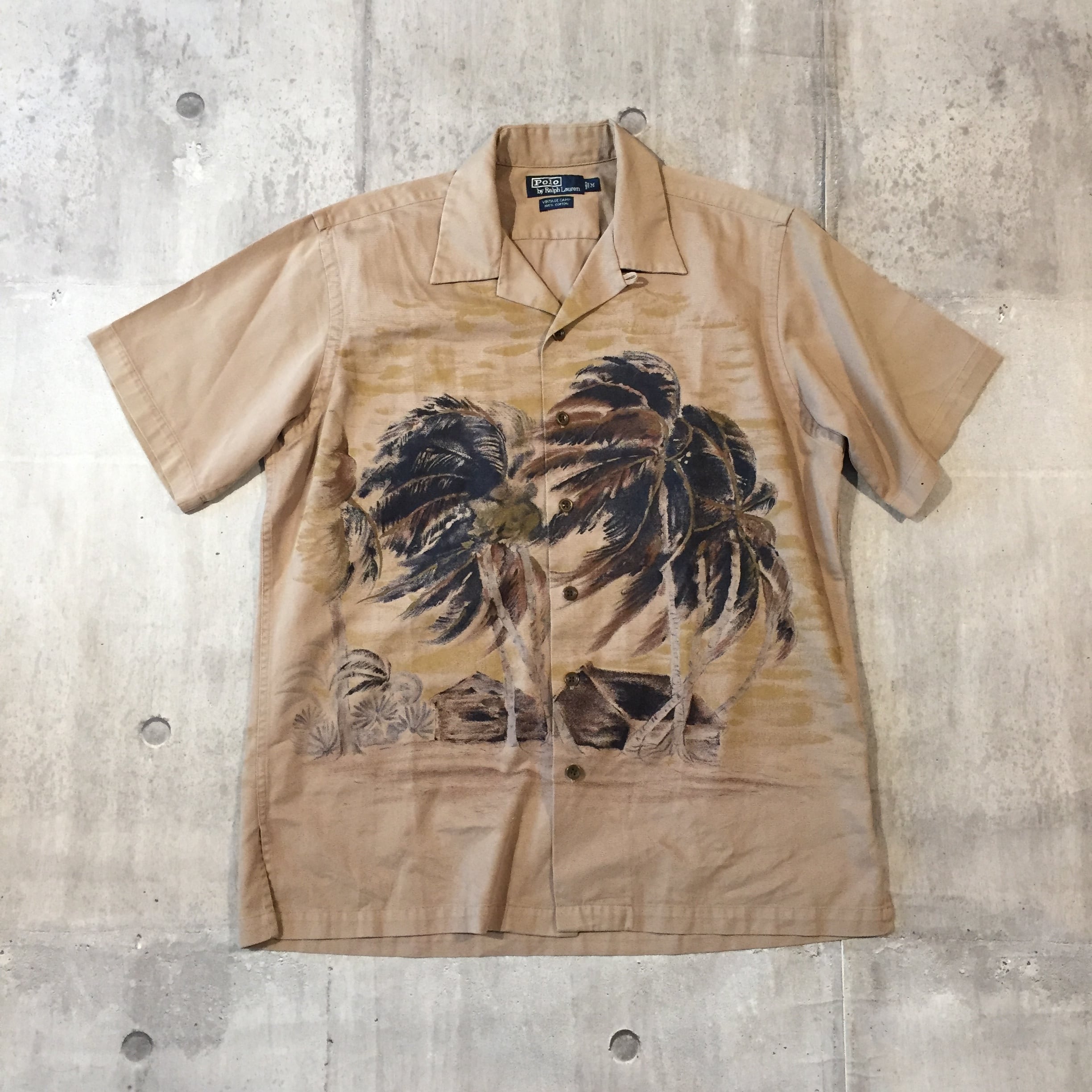 Polo Ralph Lauren VINTAGE CAMP aloha shirt   BROWN GREEN VINTAGE