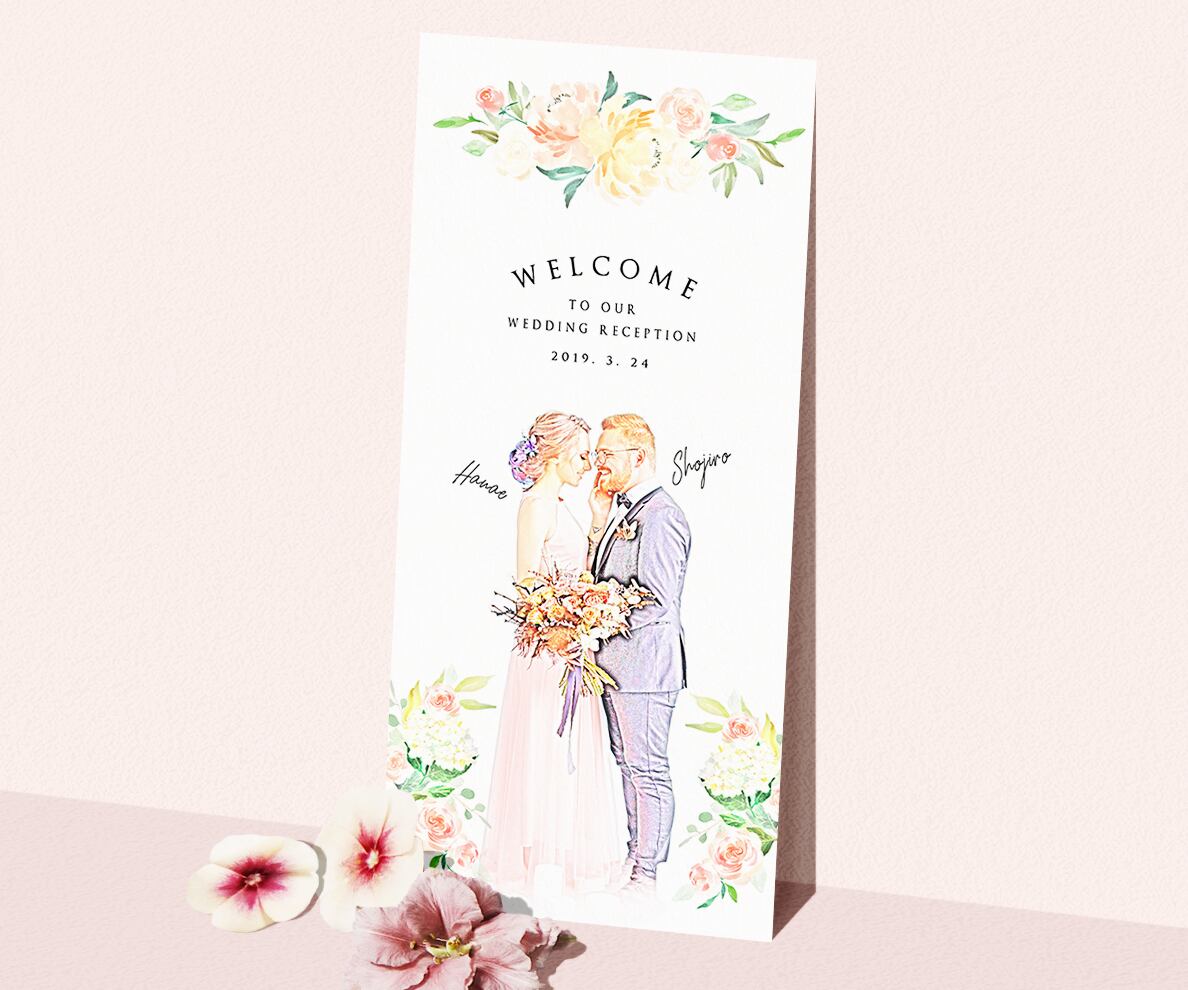 写真で作るイラスト風席次表 【ピーチクリーム】