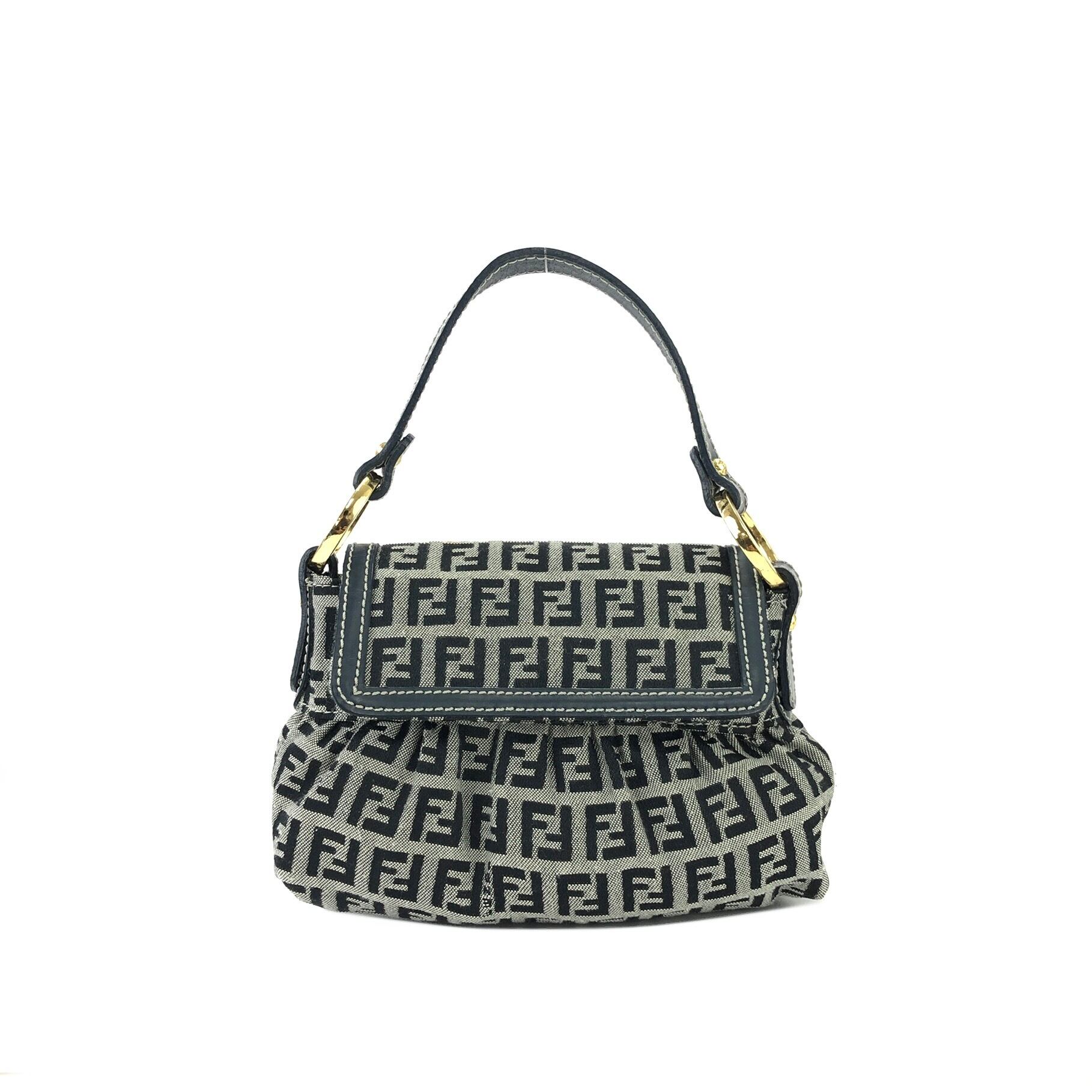 FENDI フェンディ ズッキーノ ジャガード×レザー ミニバッグ