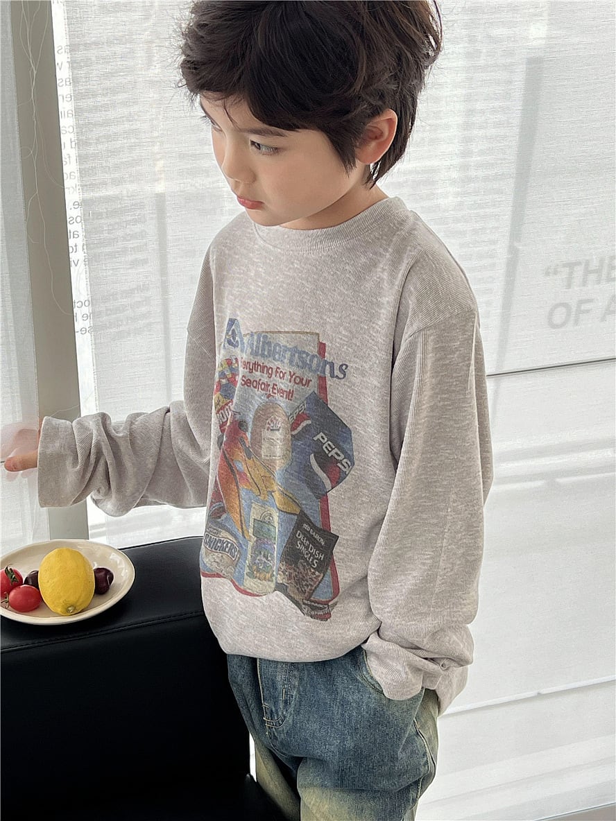 90,100cm 2color イラストトップス