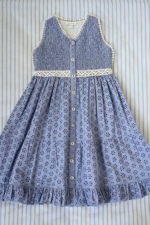 Bonjour Diary / Ibiza Dress - Blue English Embroidery