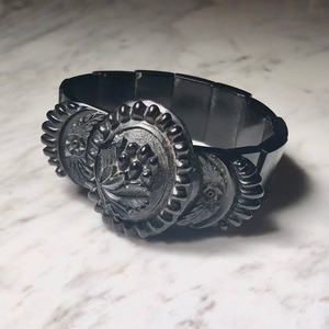 antique victorian engraved whitby jet bracelet