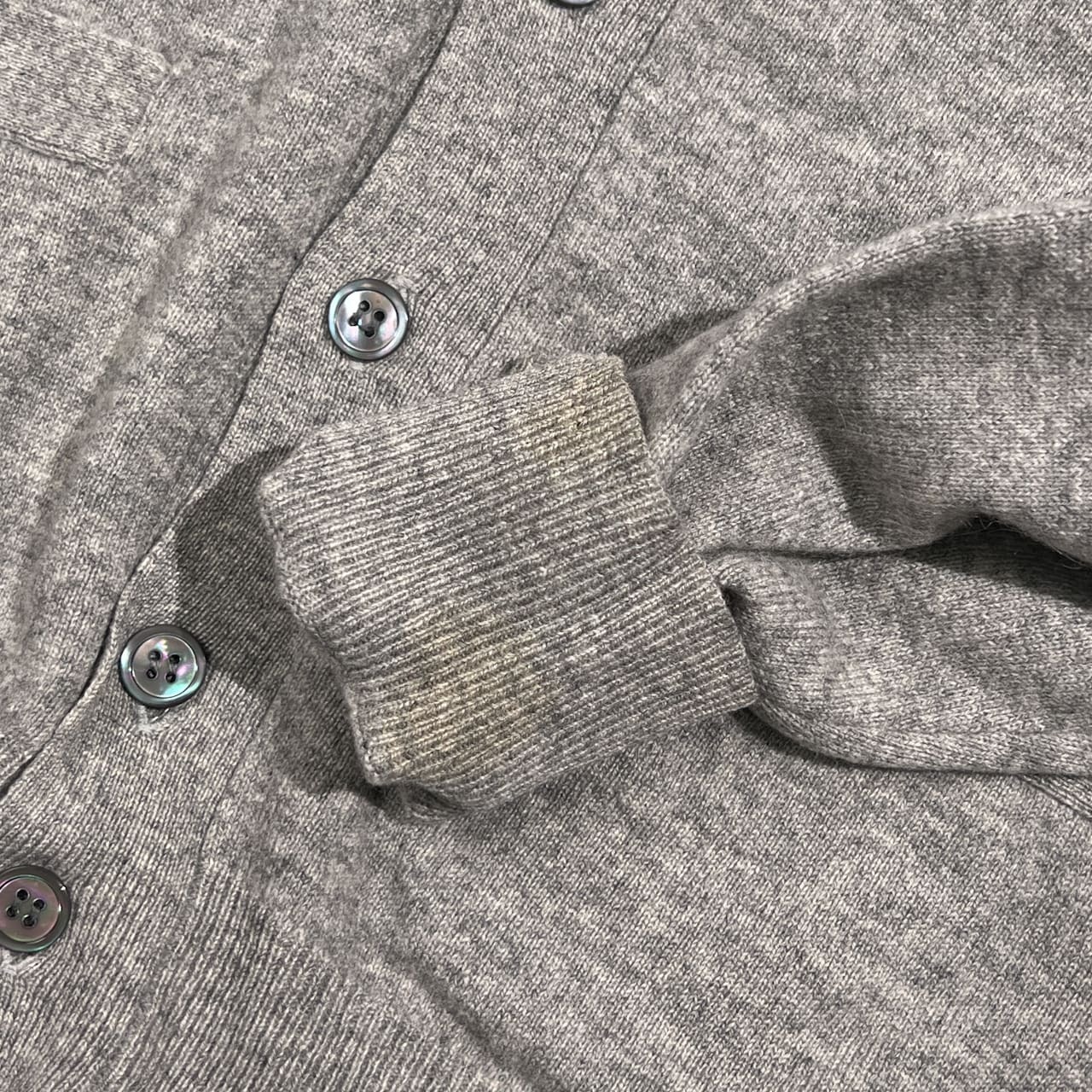 カシミヤ100% GIANNONE ジャンノーネ Vネック カーディガン M /グレー系 メンズ