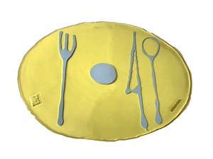 TABLE MATES  Clear Yellow Matt Light Blue  "Fish Design by Gaetano Pesce"  /  CORSI DESIGN