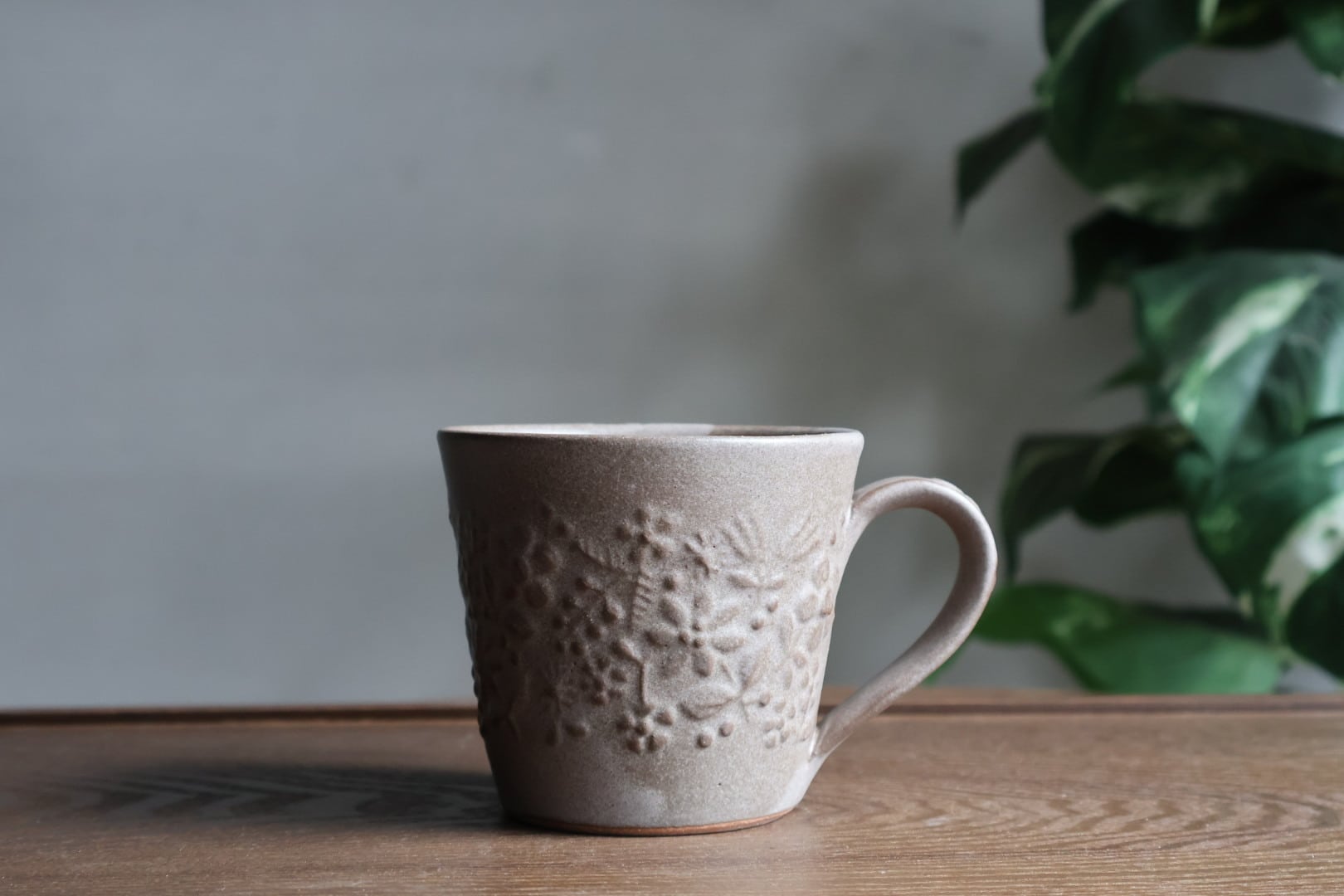 益子焼 マグカップ 陶芸家　作陶家　民藝品　#う 益子焼 ガーデン マグカップ ターコイズ 花柄 かわいい おしゃれ