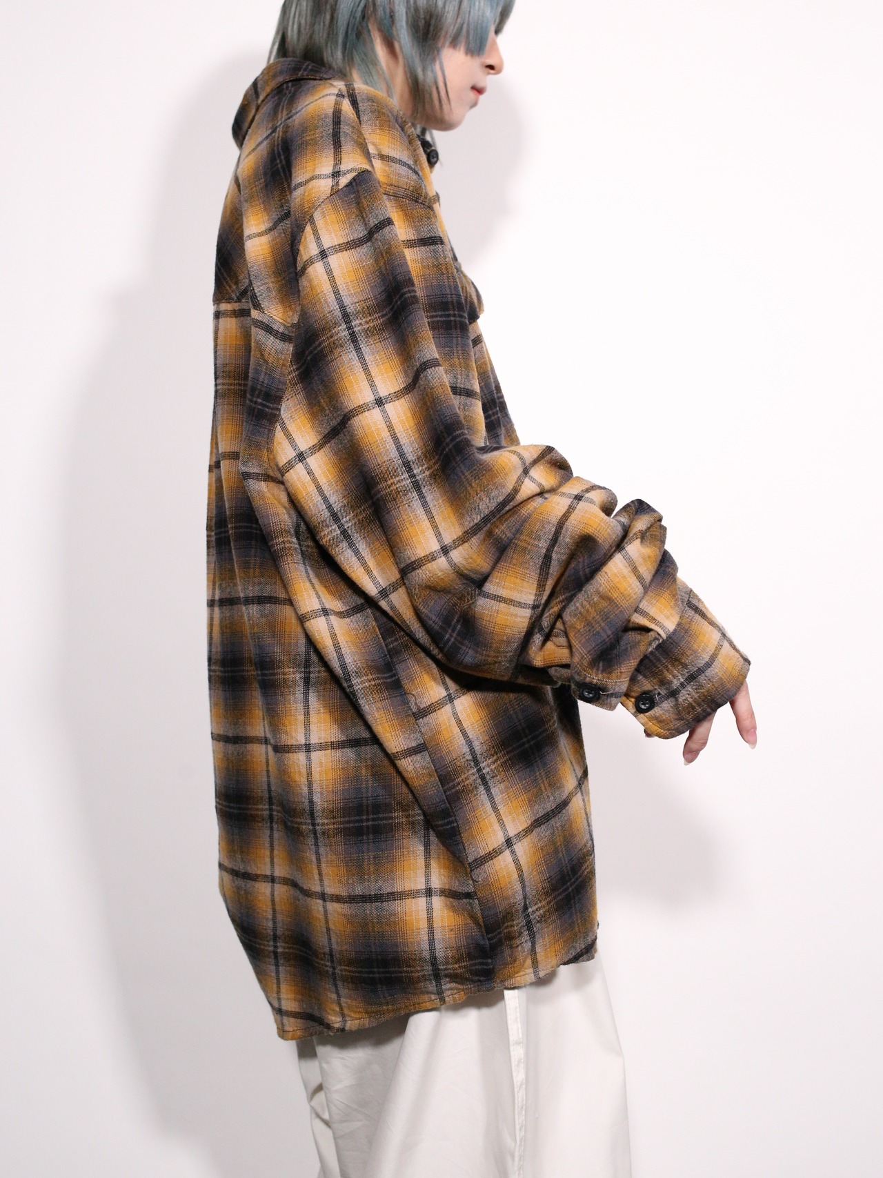 yellow ombre check XXXL over silhouette shirt - 4