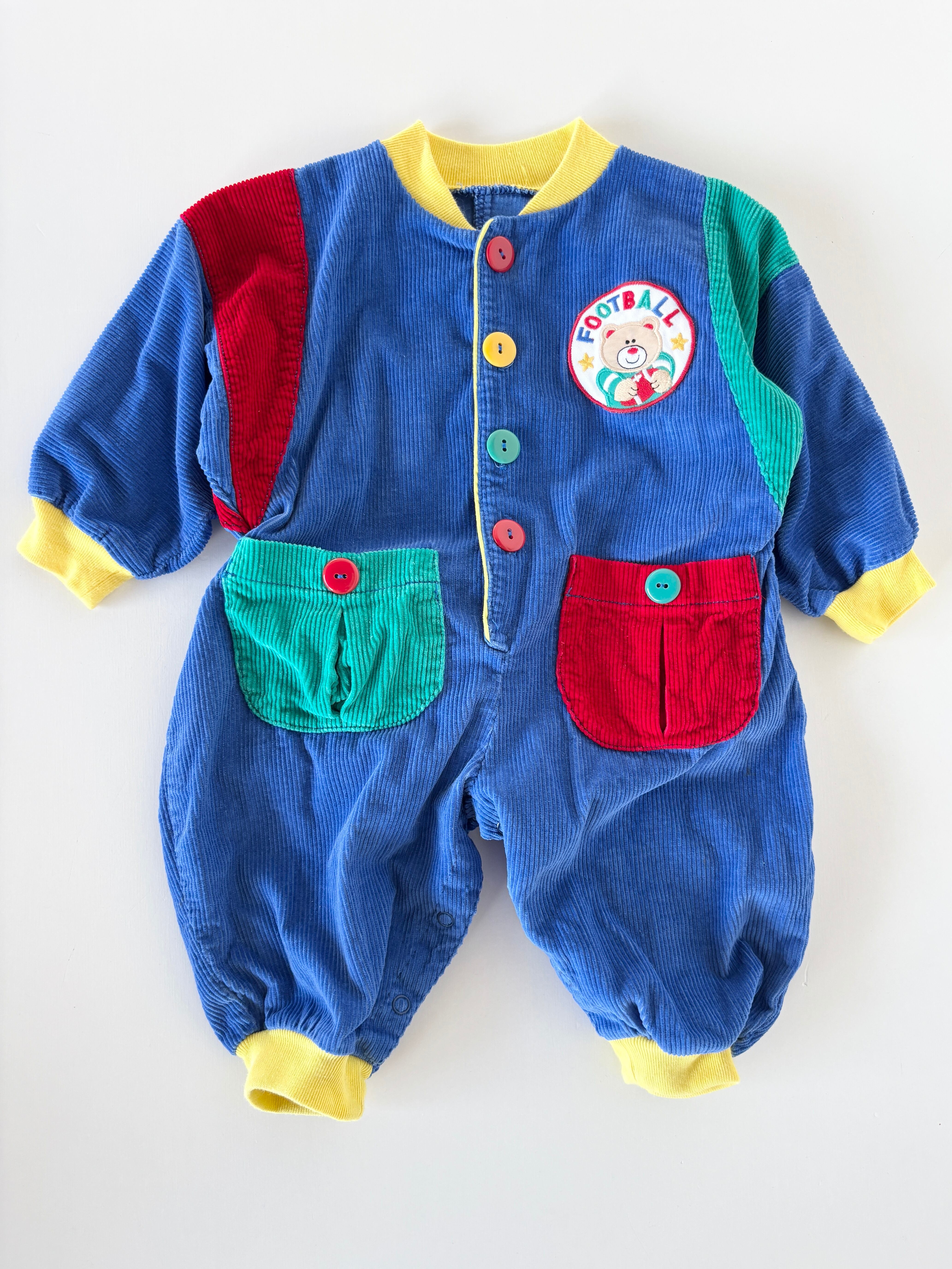 【6-9m相当・vintage 】コーデュロイロンパース