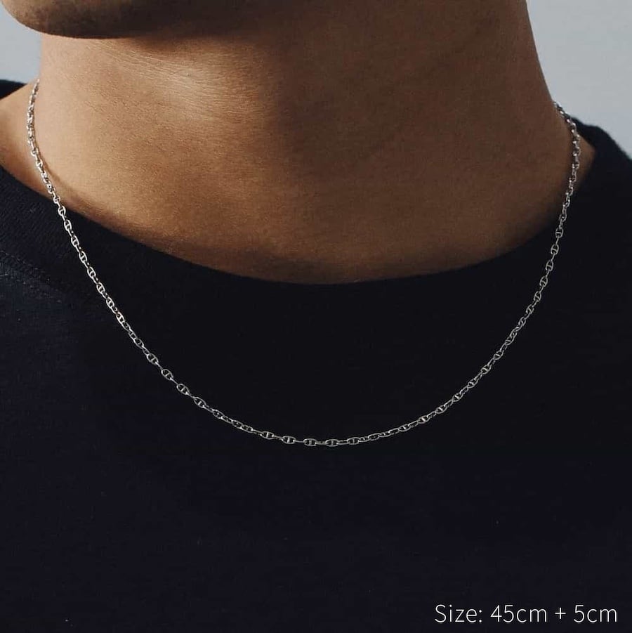 fine anchor chain necklace (silver) #n84 | garcia