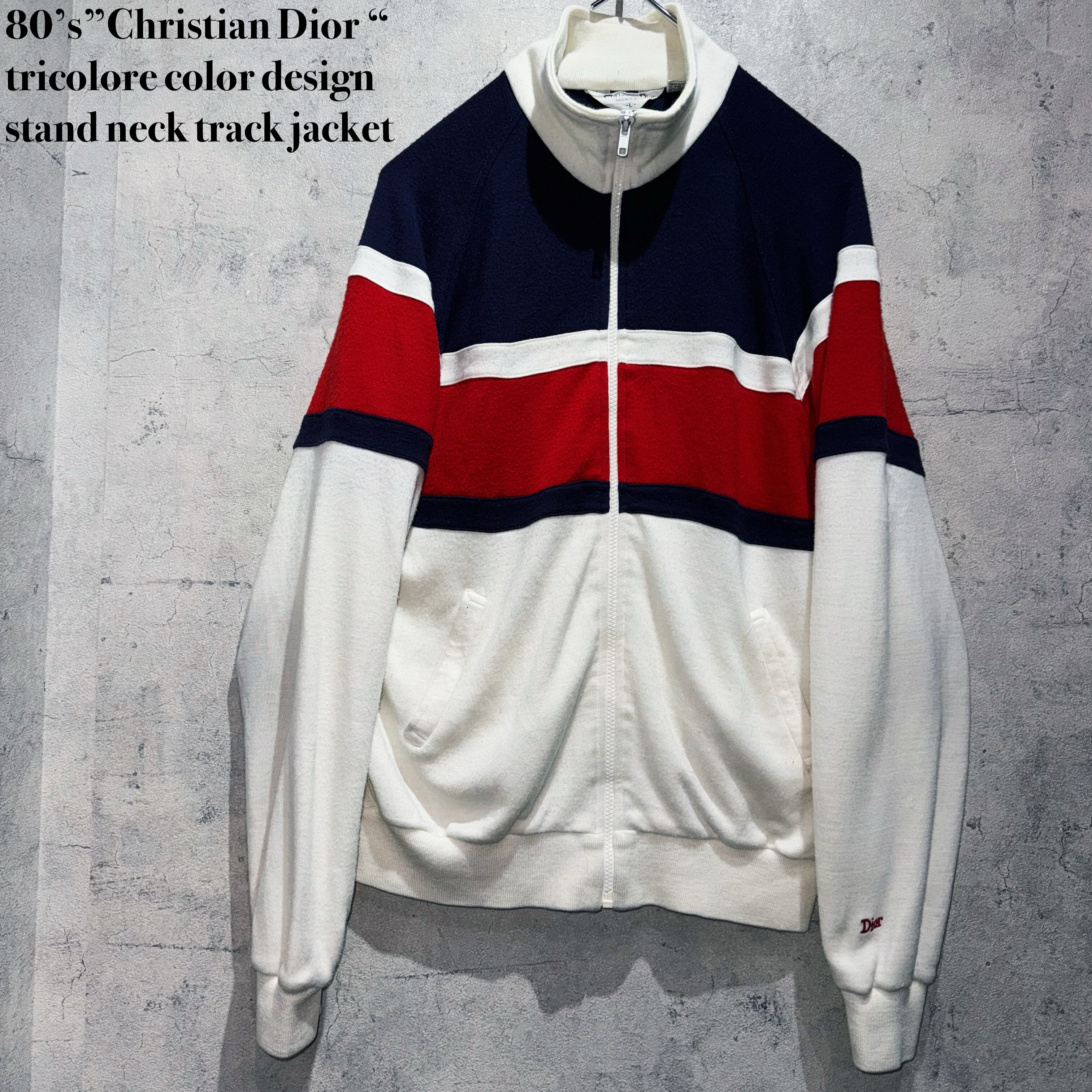 80’s”Christian Dior “tricolore color design stand neck track jacket