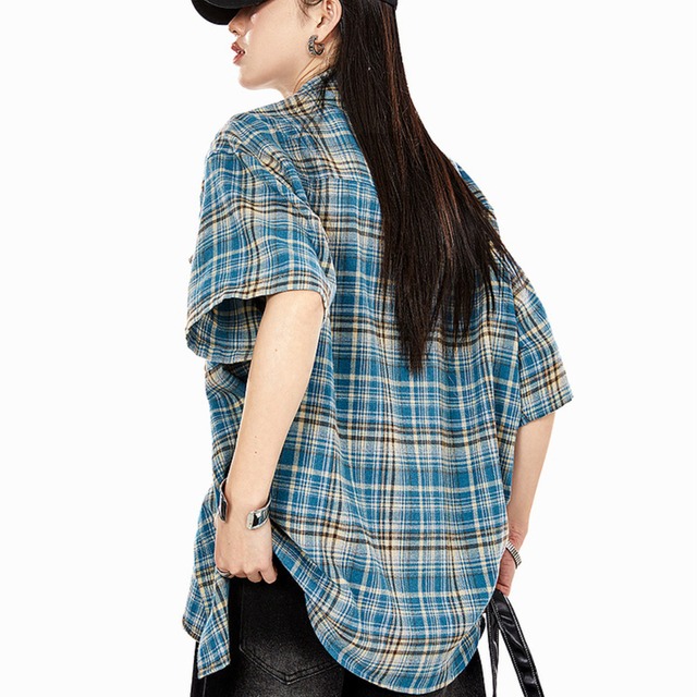 checked short sleeve shirt　チェック柄半袖シャツ　J0056
