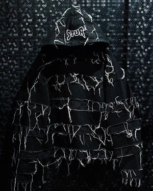 【ÆIEM】STUF Distressed Border Design Pullover Hoodie