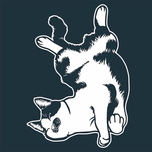 ねこ 1枚入り 白 切り文字 カッティング ステッカー 猫 inp6