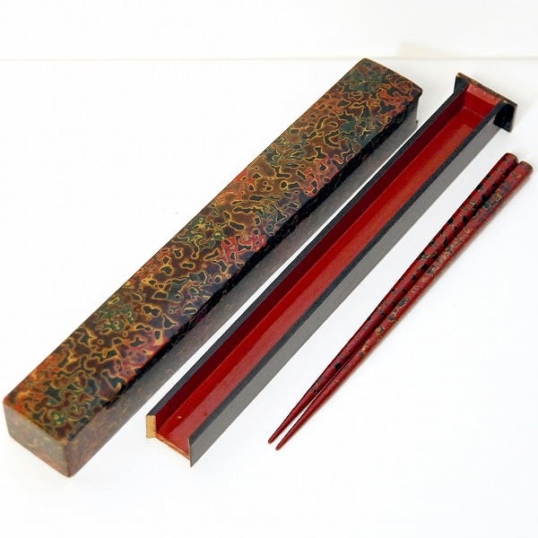 津軽塗（唐塗）バカ塗り・箸箱・箸付・No.170717-15・梱包サイズ60