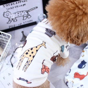 【PET】2色展開アニマル柄の総柄2脚タイプTシャツ