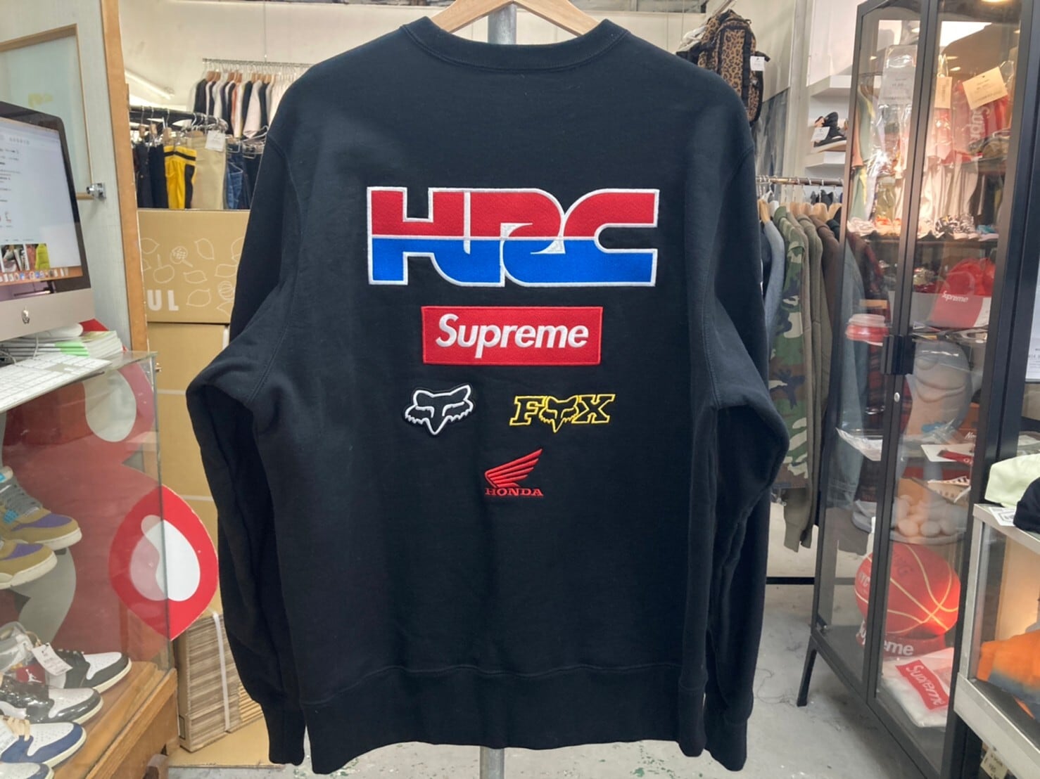 Supreme × HONDA FOX RACING CREWNECK BLACK MEDIUM 22913 | BRAND  
