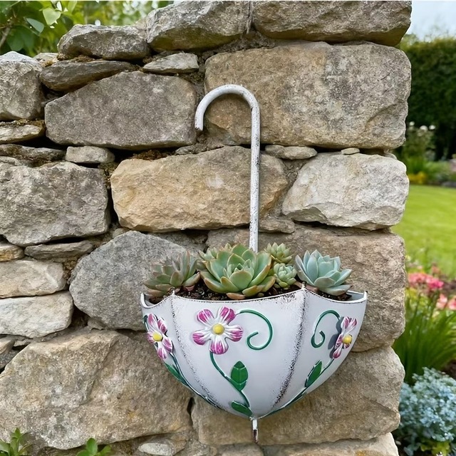 プランター 吊り下げ 傘 アンブレラ ヴィンテージ感 おしゃれ かわいい 壁掛け インテリア 北欧 レトロ調 アンティーク調 鉢 植木鉢 ガーデン ウォール フラワー ラック ガーデニング 室内 屋外 装飾