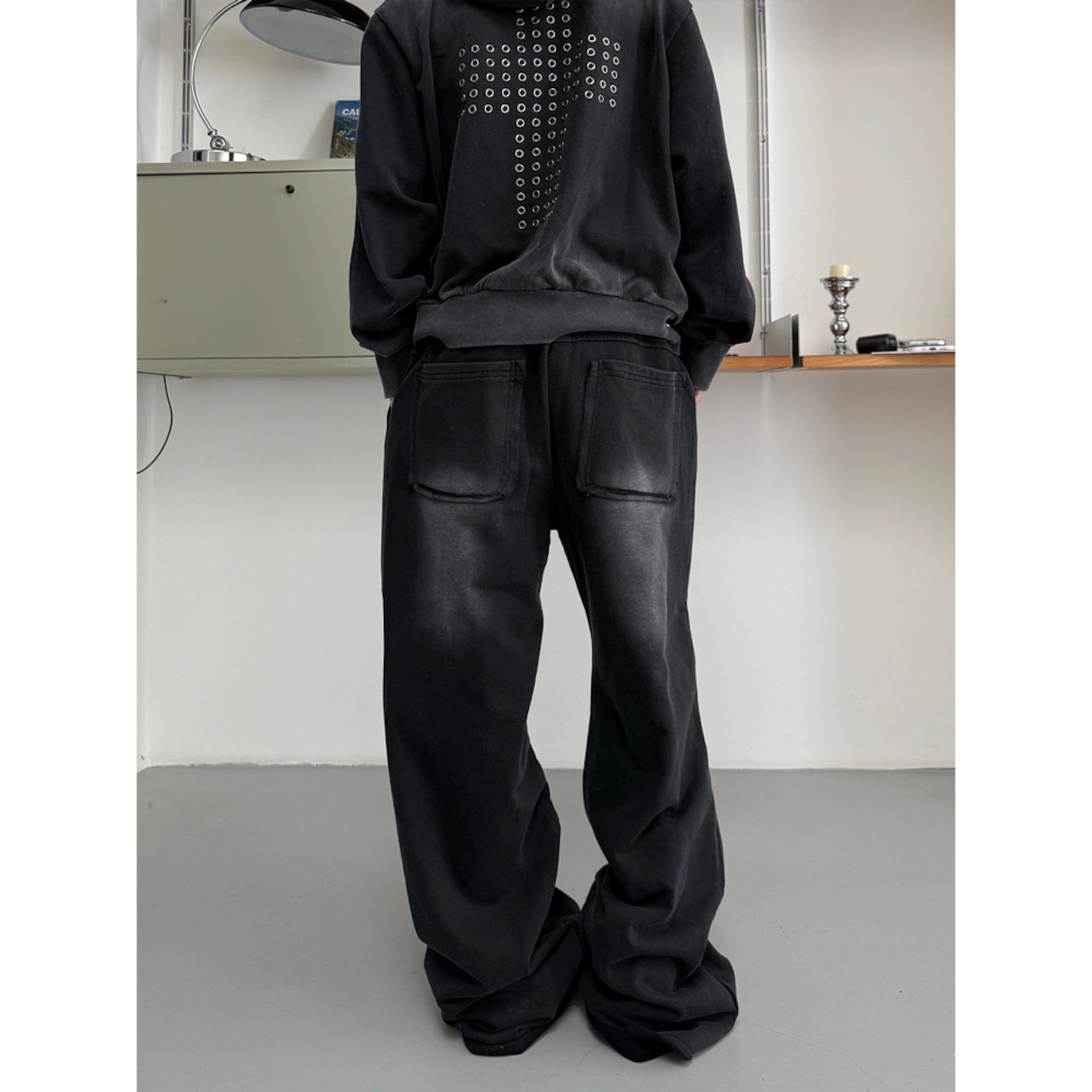 VINTAGE ストリート ウォッシュド スタッズ スウェットパンツ P469