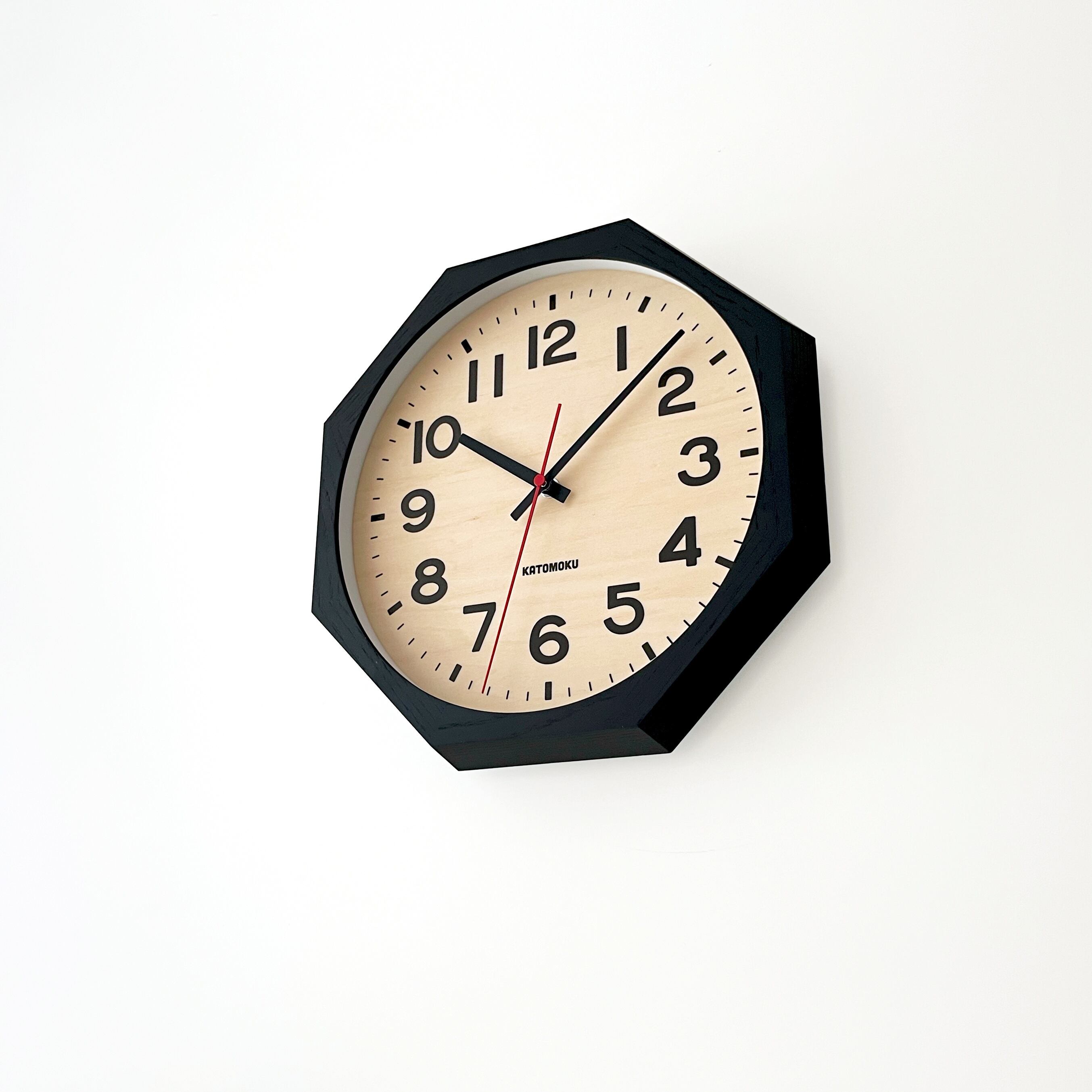 KATOMOKU muku clock 15 八角形 ブラック km-107BK8 掛け時計 | 加藤