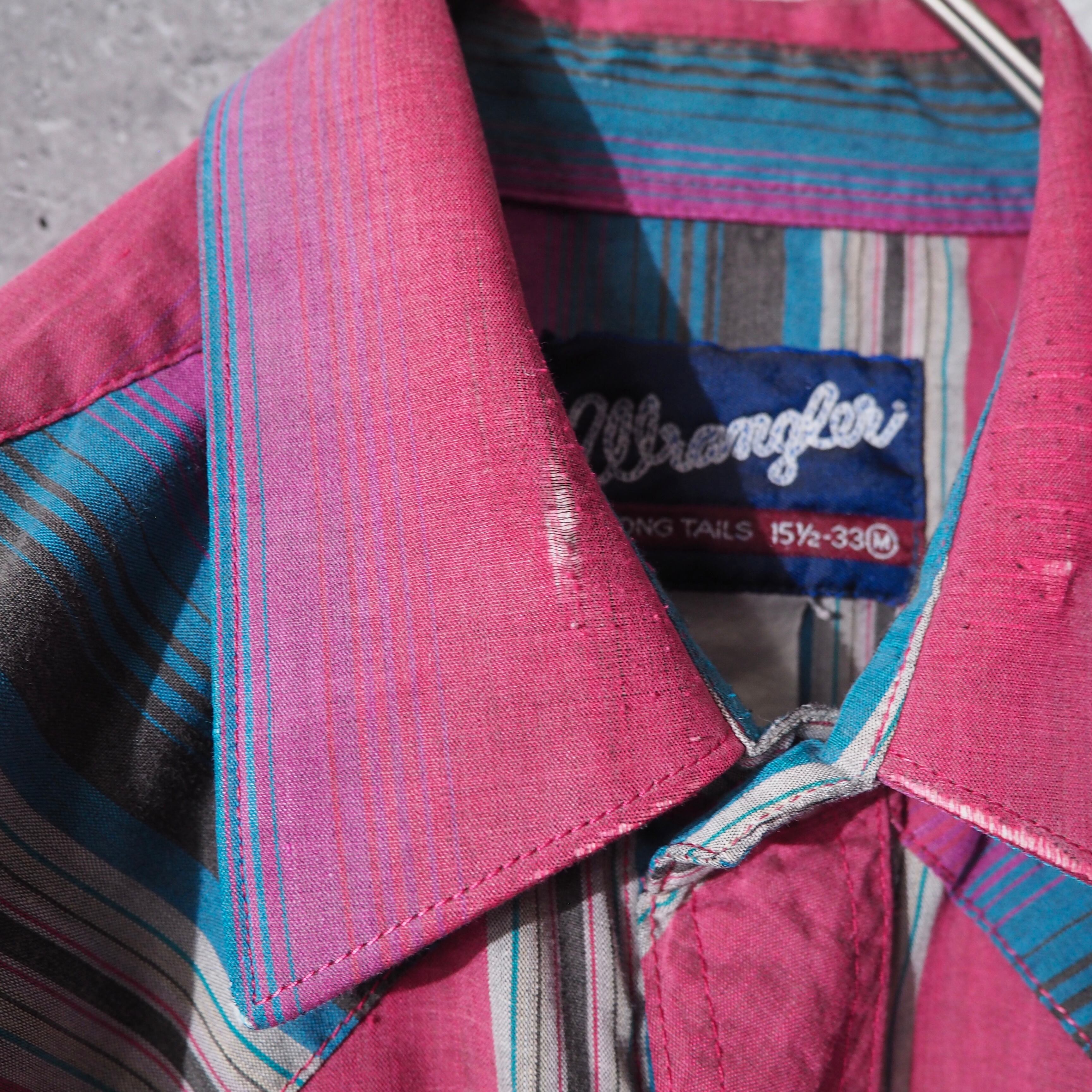 ” Old Wrangler ” Beautiful Bewitching Stripe Pattern Vintage Loose Western Shirt