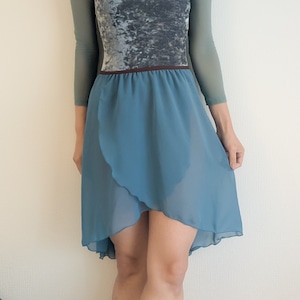 Pull on skirt (55cm)【デニムブルー×ブラウン】