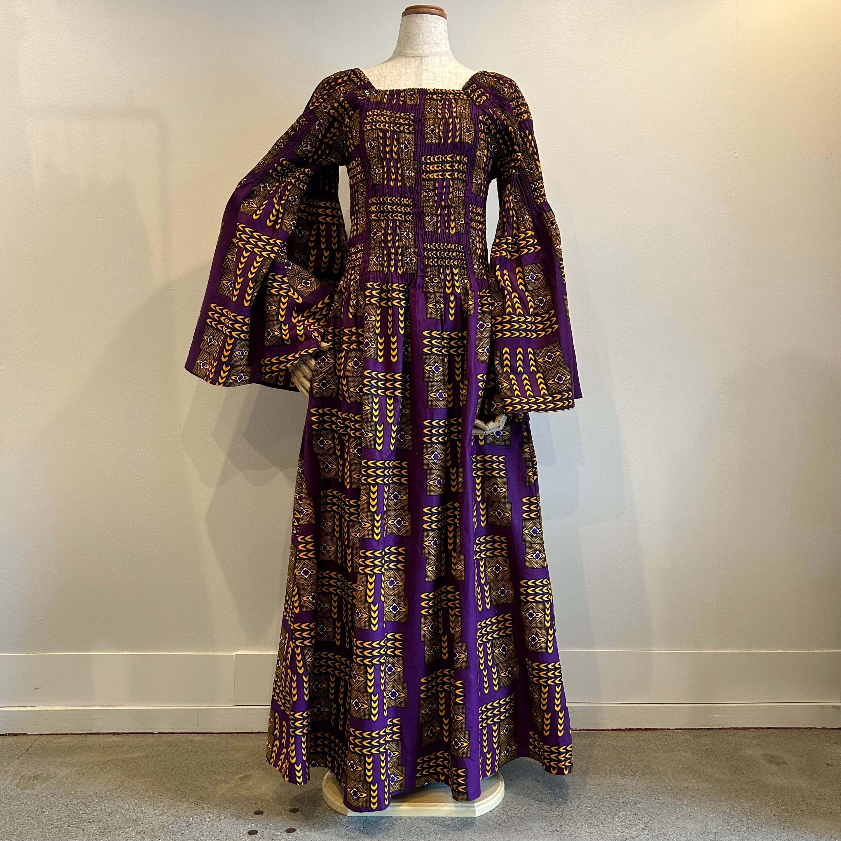 ビンテージ 70s アフリカン ドレス 鳩 平和 ピース バティック  