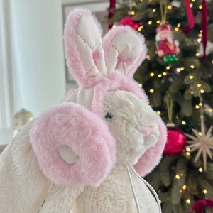 即納販売　Snowbunny earmuff hat スノーバニーイヤーマフ帽子　［Cozyrosyday]　 韓国犬服　