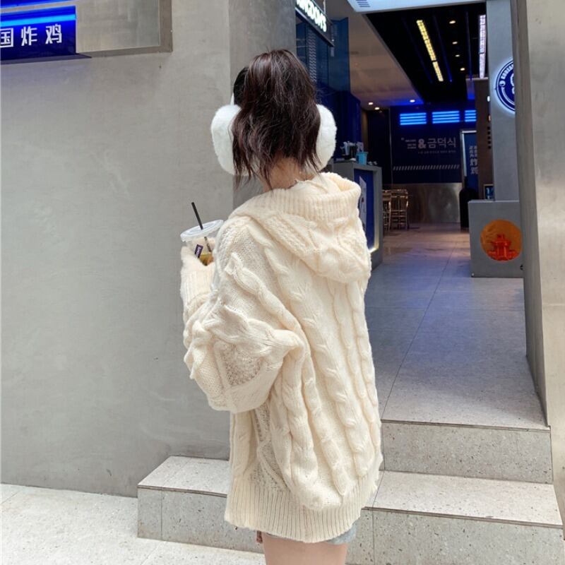 セーター コート カーディガンオータムウィンタースタンダードフードトップス レトロ 秋物 冬物 萌量不足83068608498