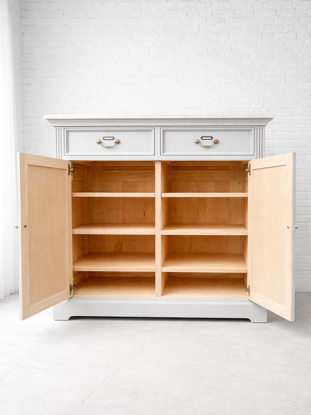 両面化粧間仕切り兼収納キャビネット (大理石天板・アンティーク調家具)W900 輸入住宅向け家具