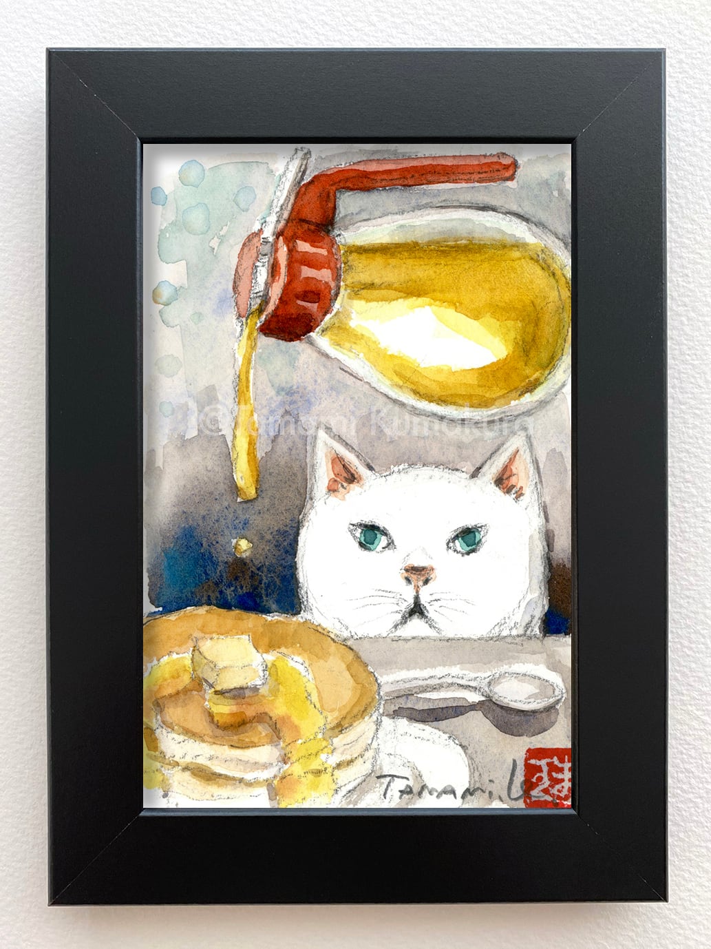 原画「白猫とおやつの時間」ポストカードサイズ | Any Kind Of Blue 猫