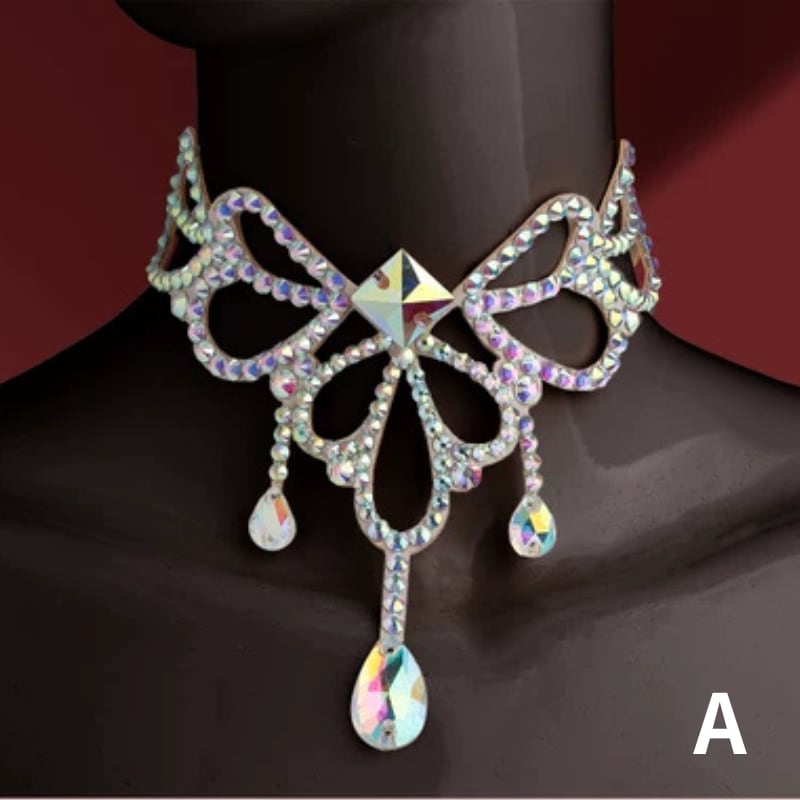 チョーカーデザイン ドロップ ラインストーン ネックレス 7type D00327