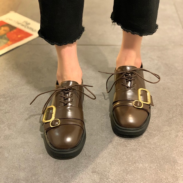 シングルサマーレッドレーススタイルスタンダードレザー 靴 シューズ レトロ 夏物 ラウンドトー 部族の婦人靴28252680240