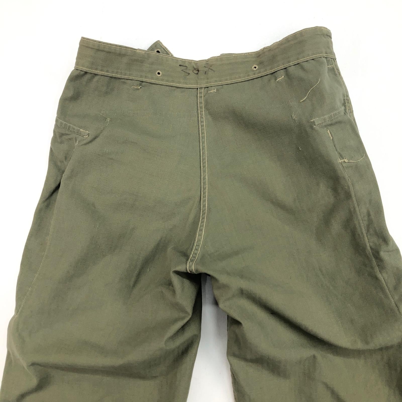 USMC 40年代 P-44 HBT モンキー パンツ カーゴパンツ 裾菊穴あり 実寸