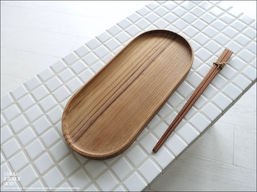 チークプレートOval/M27cm 取り皿 トレイ 木の皿 平皿 前菜皿 デザート