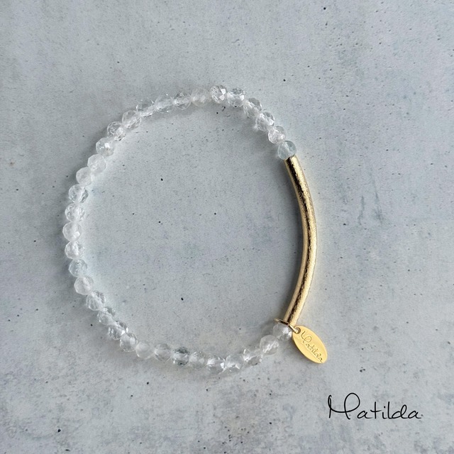 【再販】Tube & stone bracelet（ホワイトトパーズ）