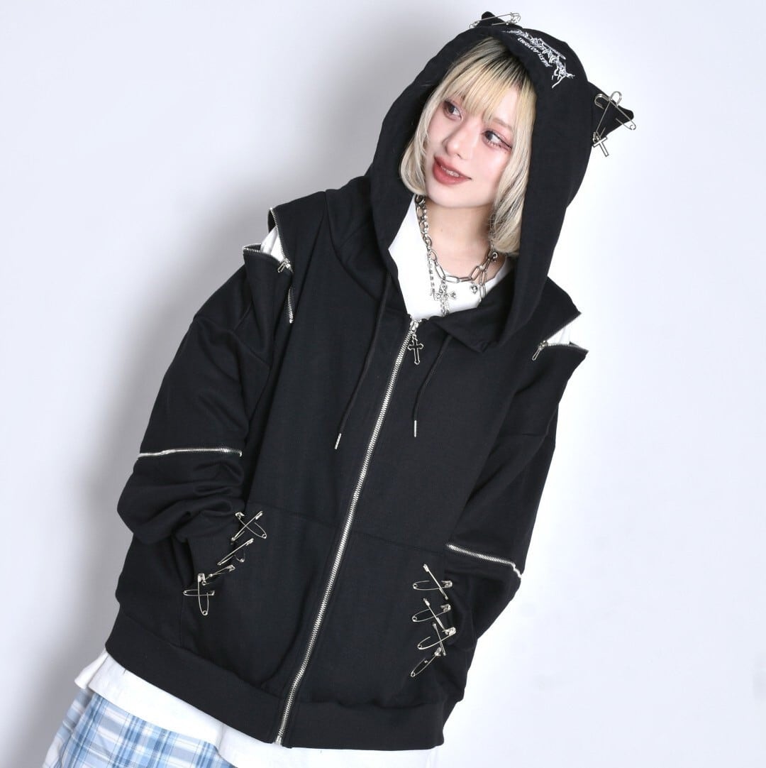 4/25 WHITE再入荷!】ネコ耳 PIN×ZIPパーカー | VOLCAN&APHRODITE 4/25 WHITE再入荷!】ネコ耳 PIN×ZIPパーカー | VOLCAN&APHRODITE