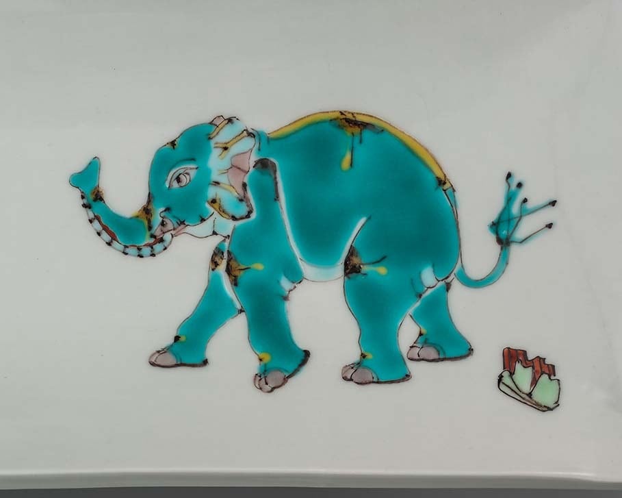 台皿 神象の絵 | 九谷焼 大志窯