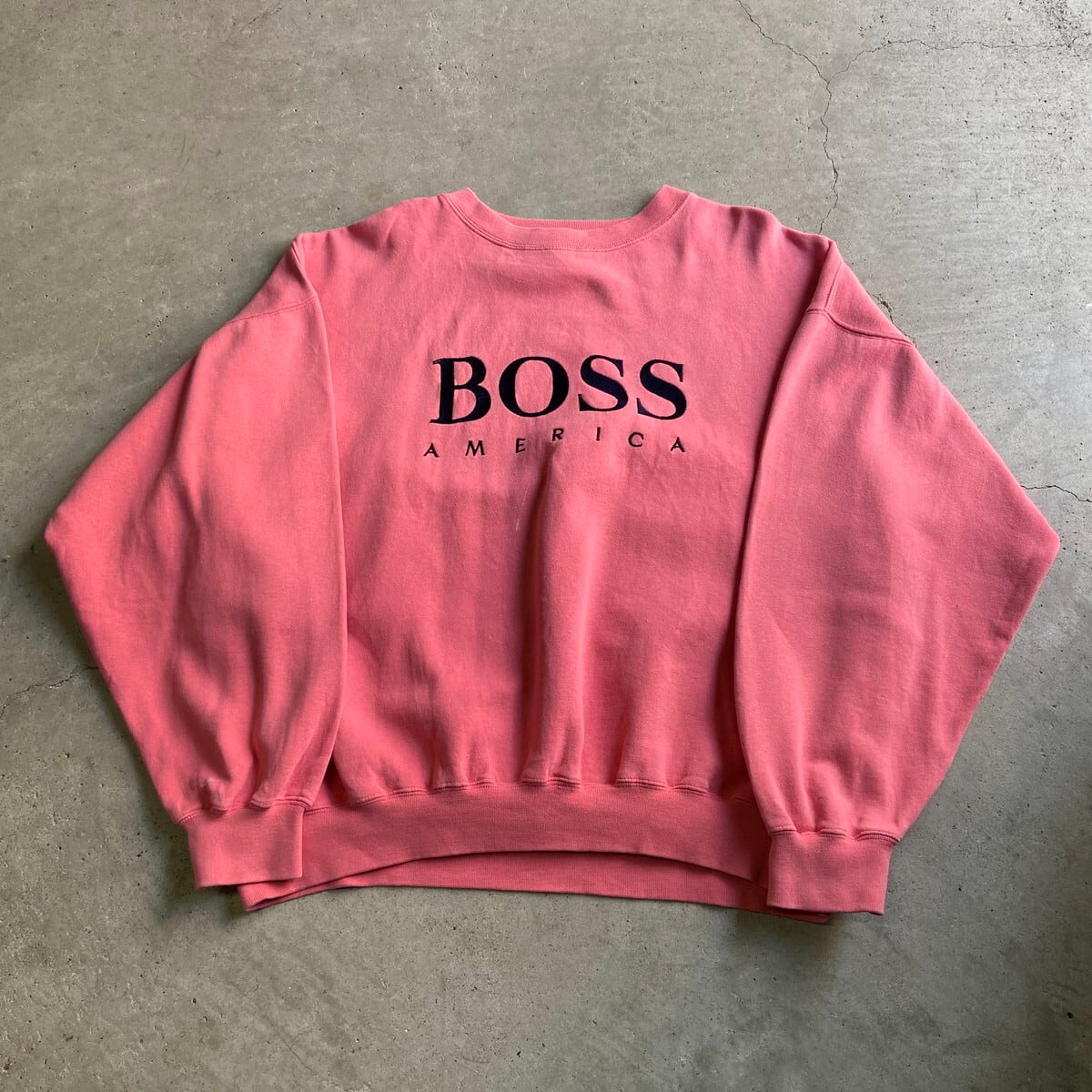 90年代 Boss America ロゴ刺繍 スウェットシャツ トレーナー メンズl 古着 ピンク スウェット Cave 古着屋 公式 古着通販サイト