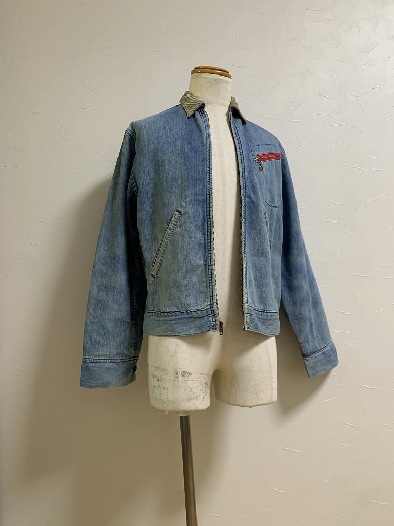 1970's Switched Design Denim Zip-Up Work Jacket with Blanket Liner