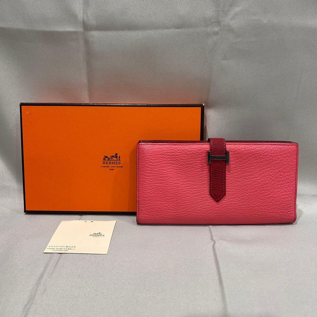 極美品 HERMES エルメス ベアンスフレ バイカラー シルバー金具 長財布